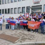 MS v hokeji 2025 Stokholm - skupina pred hotelom